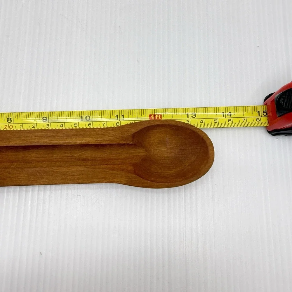 Vintage French Cherry Wood Tasting Spoon Hand Carved Soup Sauce Stirrer 14 Inch
